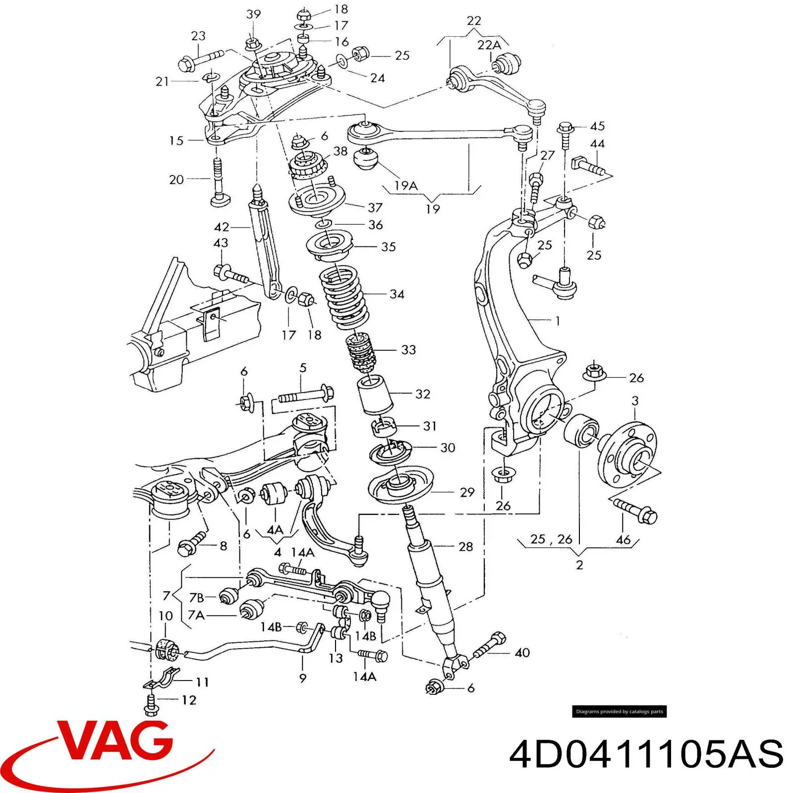 Купить 4D0411105AS VAG Винтовая пружина подвеска