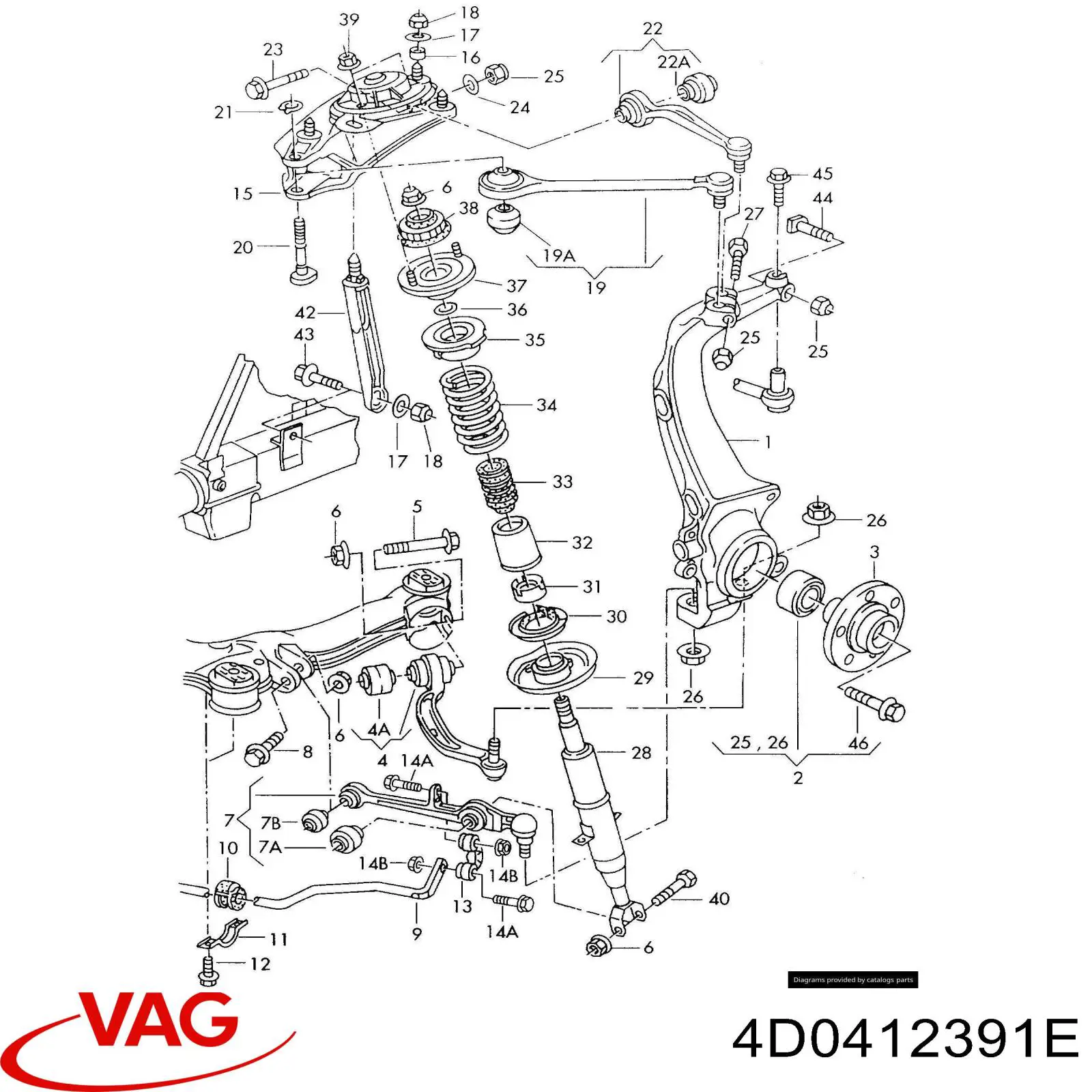 Опора амортизатора переднего левого 4D0412391E VAG