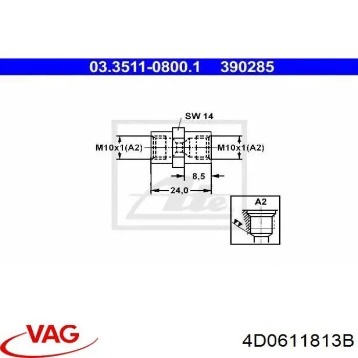 Штуцер прокачки суппорта тормозного переднего 4D0611813B VAG