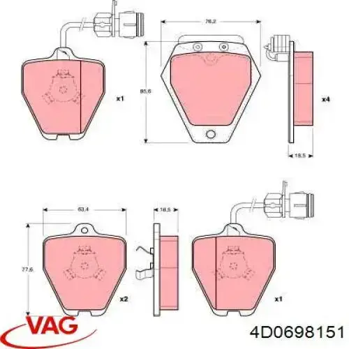 Колодки VAG 4D0698151 цена, от 39.75 USD
