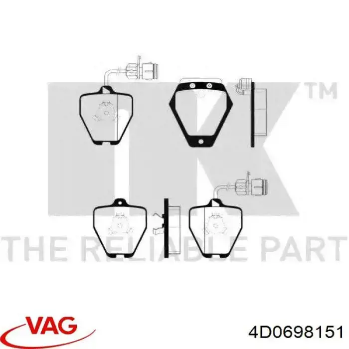 Купить 4D0698151 VAG Колодки тормозные