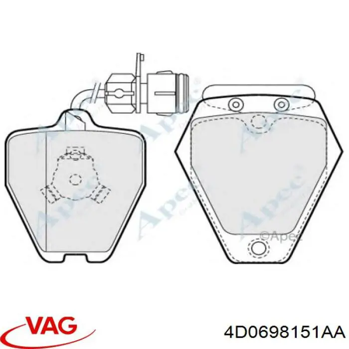 4D0698151AA VAG передние тормозные колодки