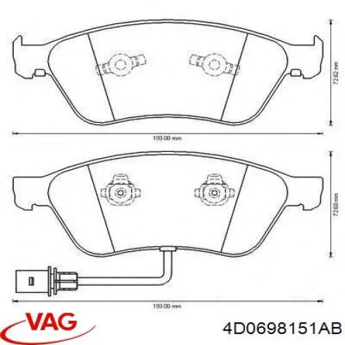 Передние тормозные колодки 4D0698151AB VAG