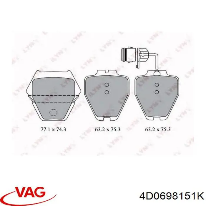 4D0698151K VAG Колодки передние