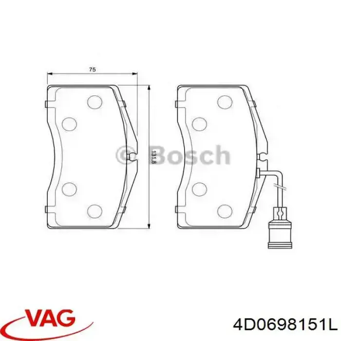 Купить 4D0698151L VAG Колодки тормозные