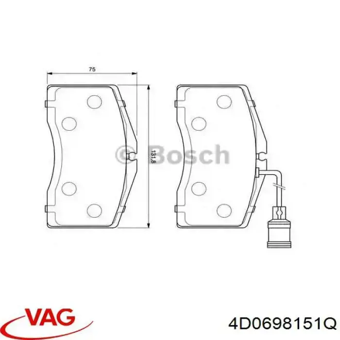 Передние тормозные колодки 4D0698151Q VAG