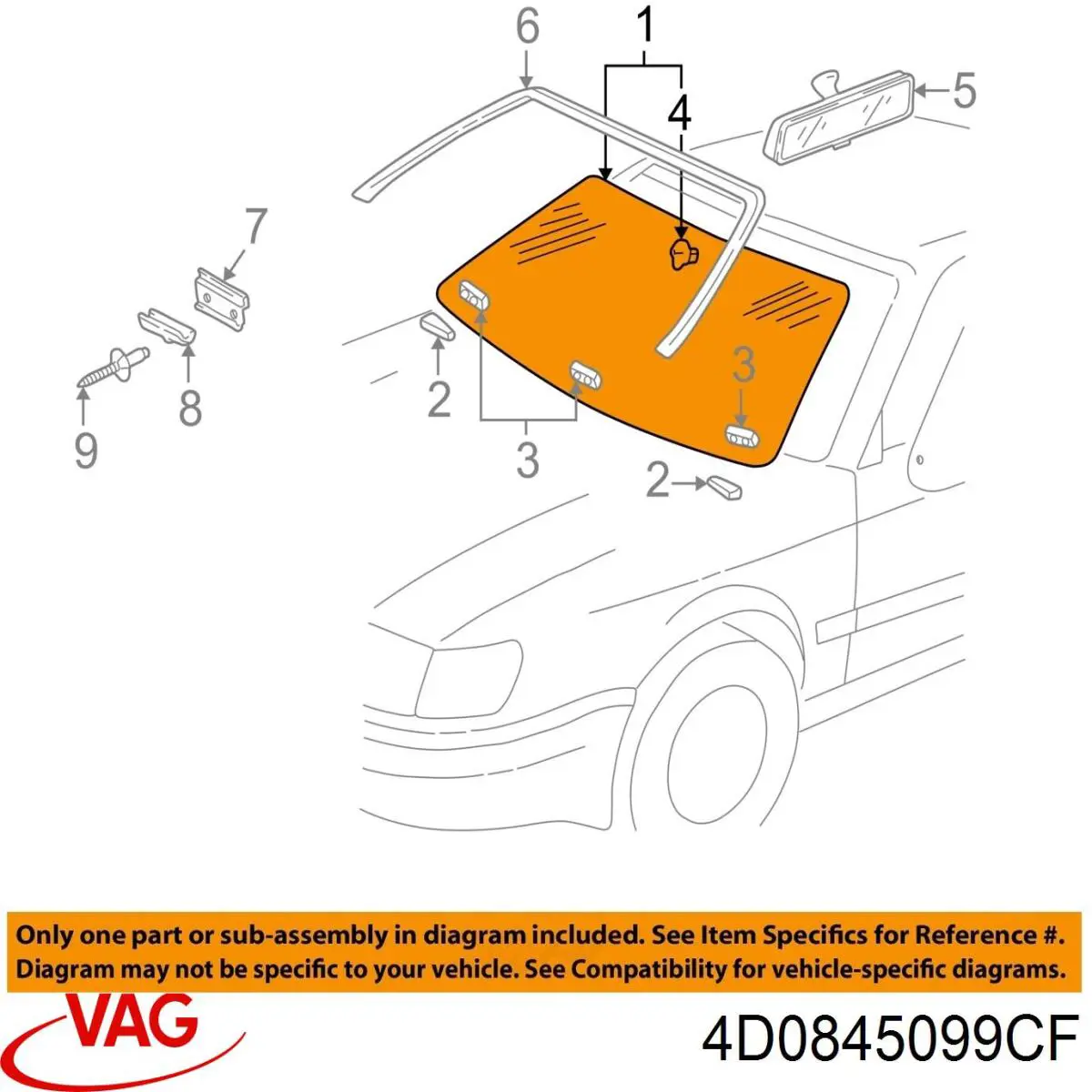 Лобовое стекло 4D0845099CF VAG