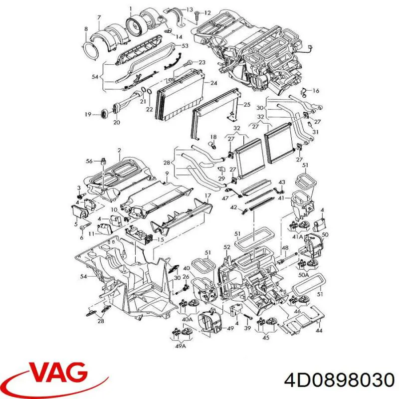 Радиатор печки (отопителя) VAG 4D0898030 цена, от 29.38 USD