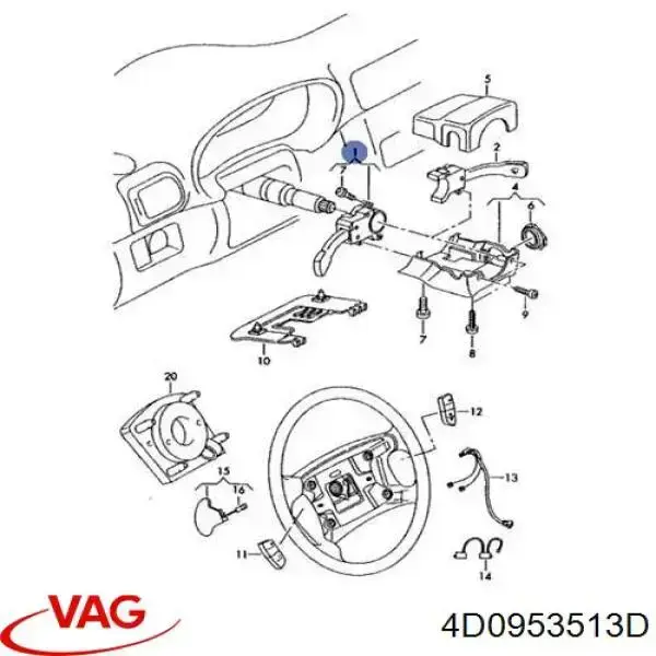 Купить 4D0953513D VAG Левый подрулевой переключатель