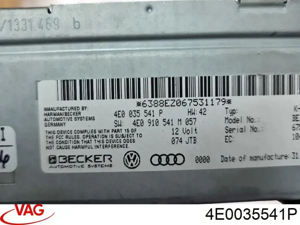 Unidade de controlo multimídia para Audi A8 (4E2, 4E8)