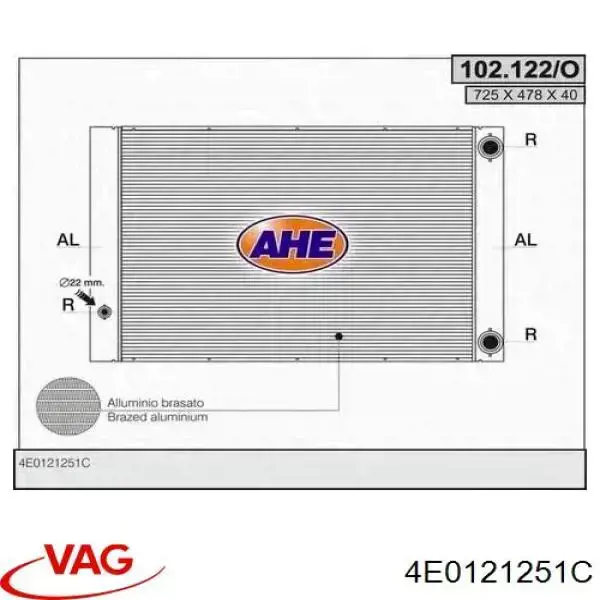 Радиатор охлаждения двигателя VAG 4E0121251C цена, от 182.51 USD
