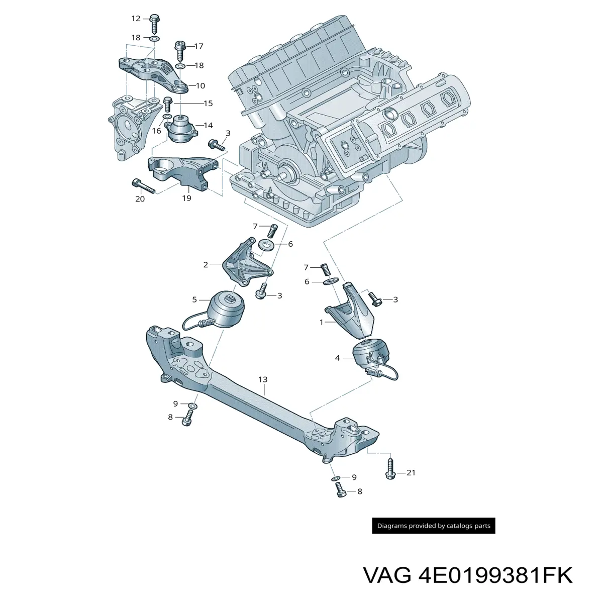 Подушка (опора) двигателя левая VAG 4E0199381FK