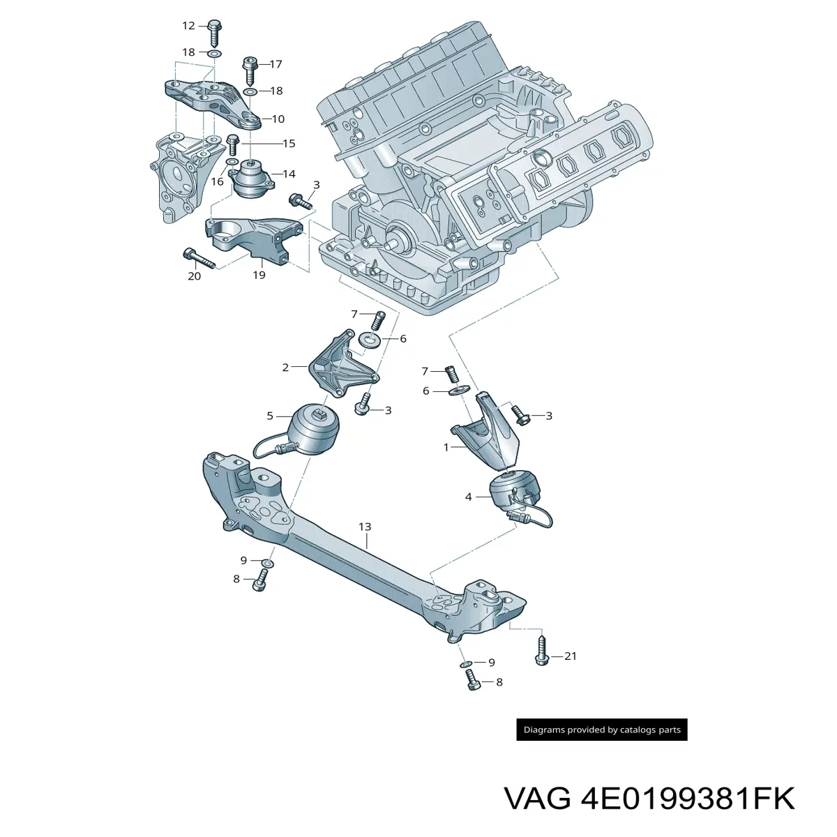 Левая подушка двигателя 4E0199381FK VAG