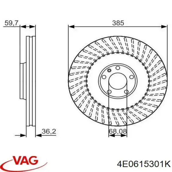 Передний тормозной диск VAG 4E0615301K