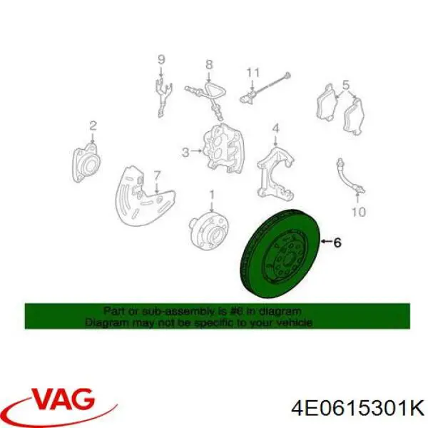 Купить 4E0615301K VAG Ротор тормозной