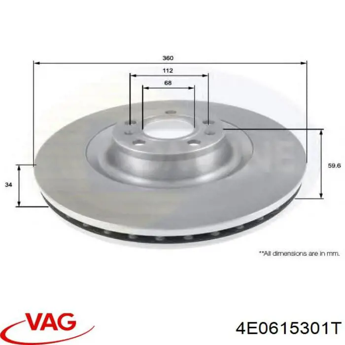 4E0615301T VAG диск тормозной передний