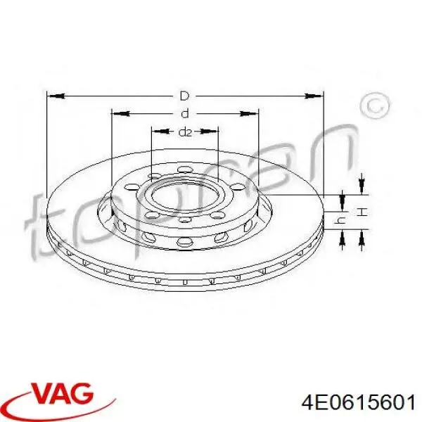 Задний тормозной диск VAG 4E0615601 цена, от 55.57 USD