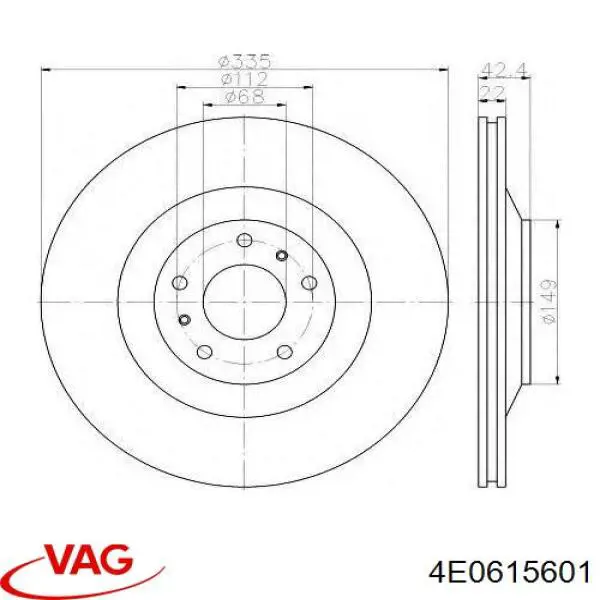 Купить 4E0615601 VAG Диск тормозной задний