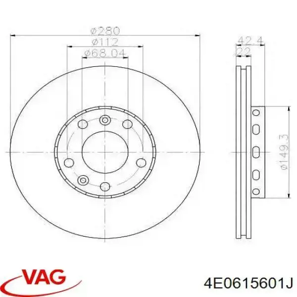 Тормозные диски 4E0615601J VAG