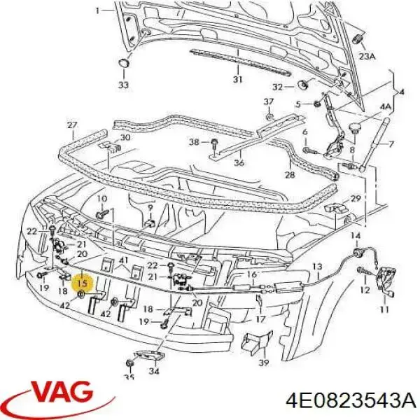 Трос открывания капота задний VAG 4E0823543A цена, от 31.64 USD