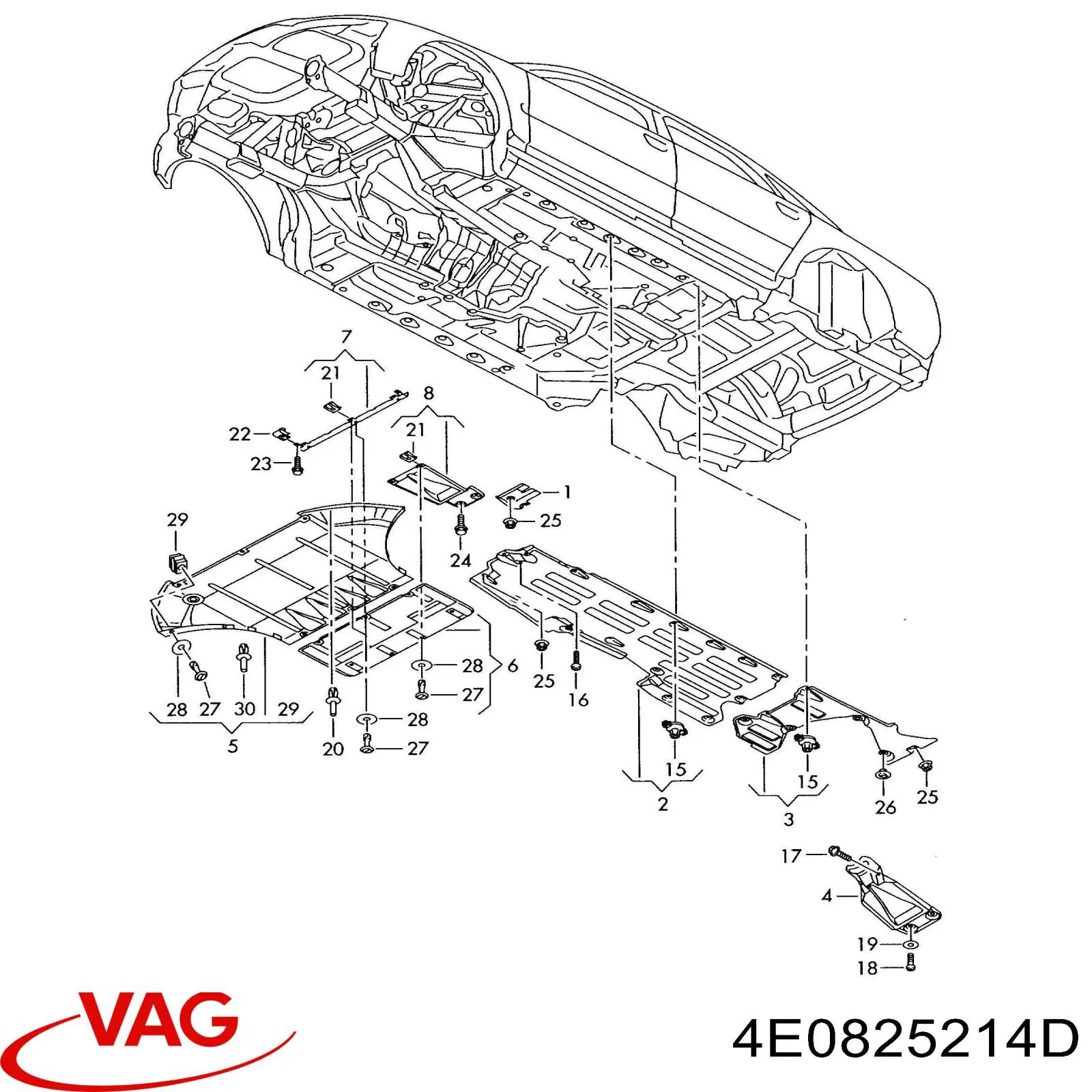  Защита днища задняя правая Audi A8 