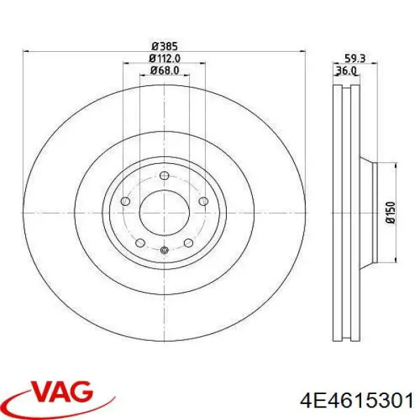 Тормоз дисковый передний VAG 4E4615301 цена, от 679.56 USD