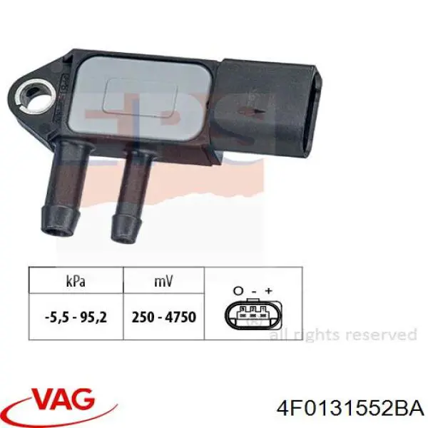 4F0131552BA VAG датчик давления выхлопных газов