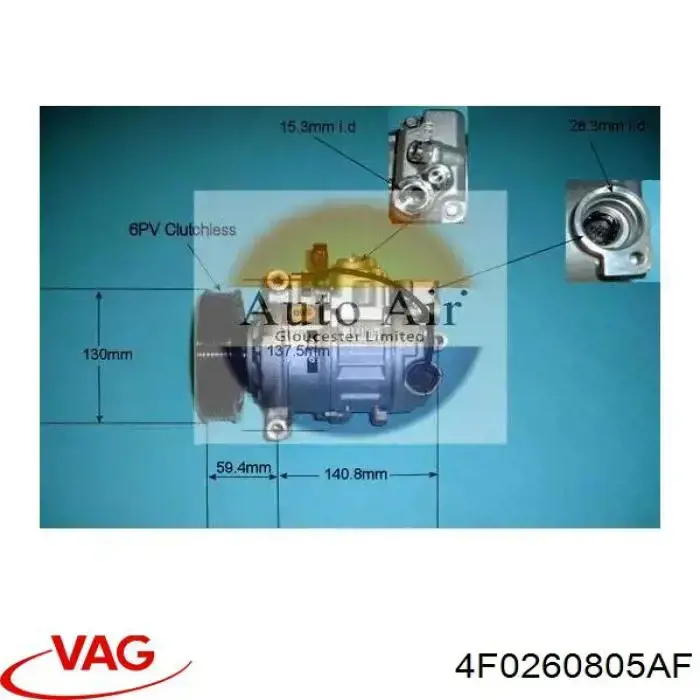 Купить 4F0260805AF VAG Компрессор климатической установки