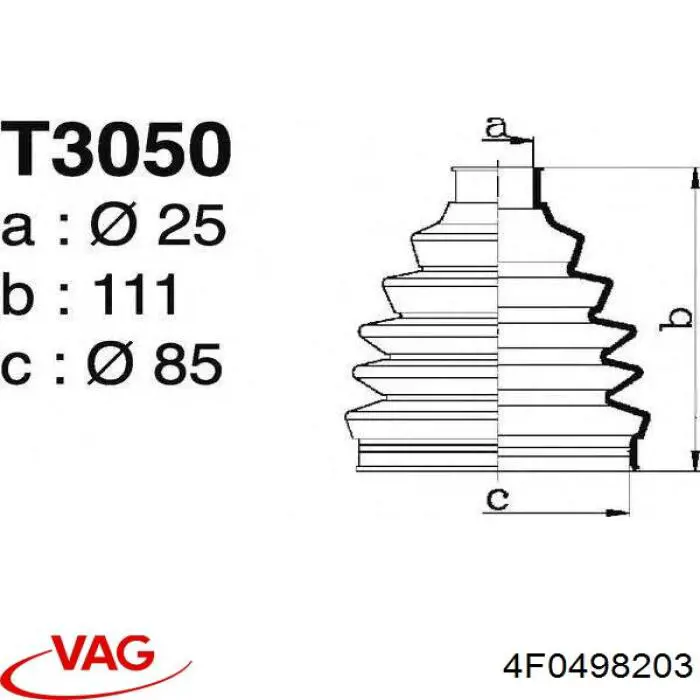 Чехол шруса VAG 4F0498203 цена, от 14.01 USD