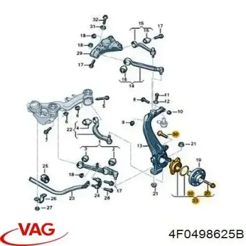 Купить 4F0498625B VAG Подшипник ступицы передней/задней