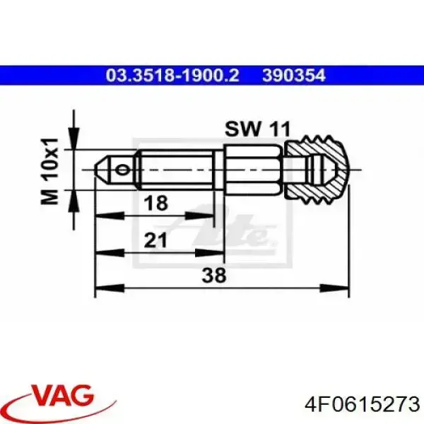 4F0615273 VAG штуцер прокачки суппорта тормозного переднего