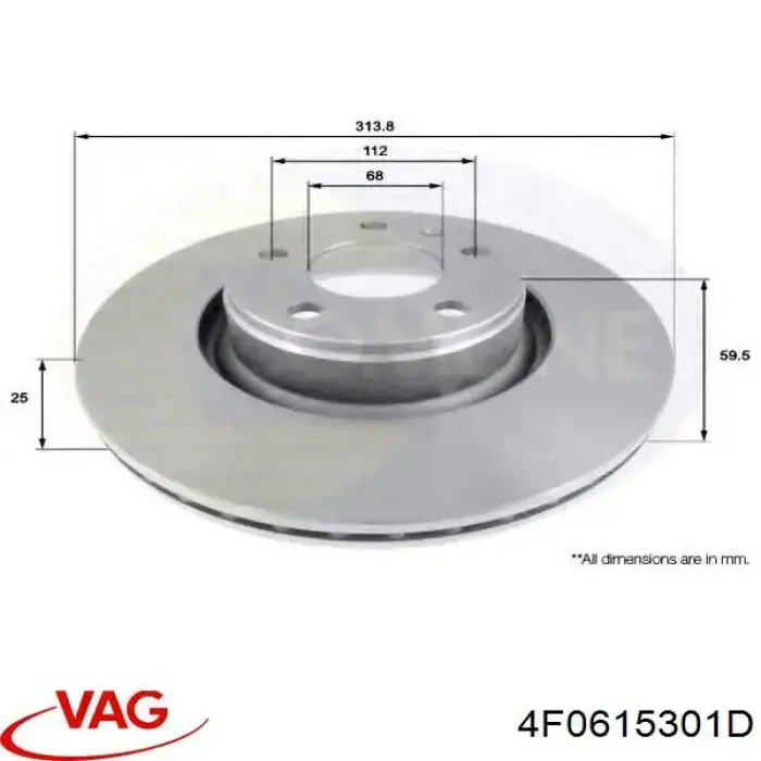 Купить 4F0615301D VAG Ротор тормозной