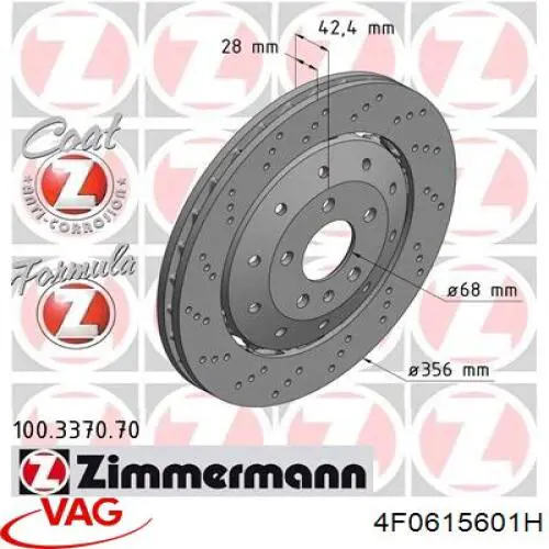 Купить 100337070 Zimmermann Диск тормозной задний