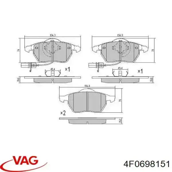 Передние тормозные колодки 4F0698151 VAG