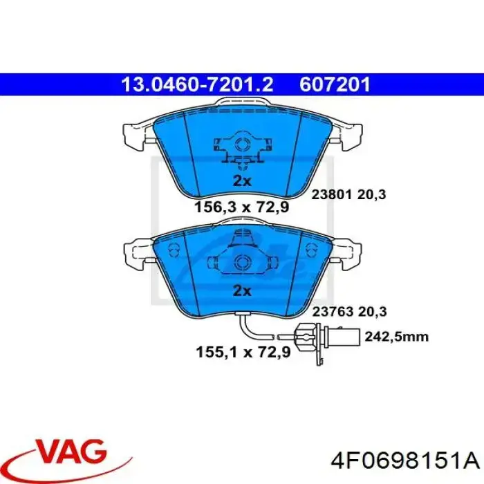 Колодки VAG 4F0698151A цена, от 54.73 USD
