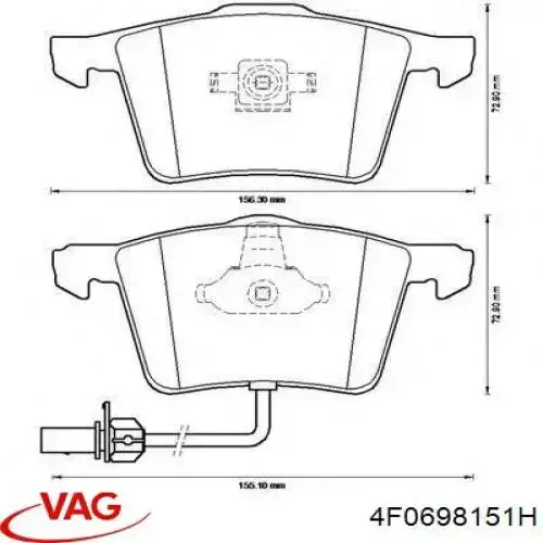 Передние тормозные колодки 4F0698151H VAG