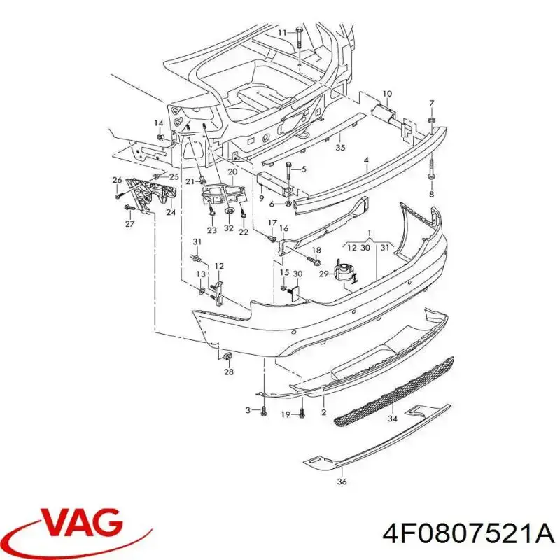 Спойлер заднего бампера на Audi A6 4F2