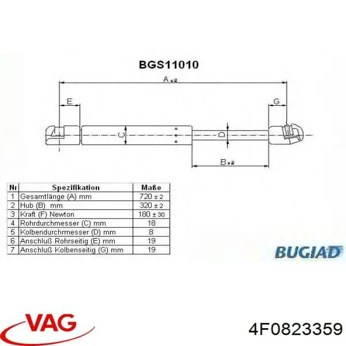 Купить 4F0823359 VAG Амортизатор под капот