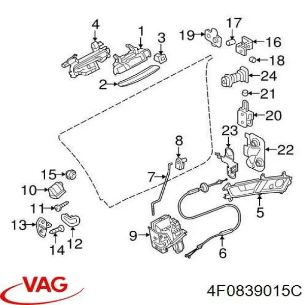 Замок двери задней левой 4F0839015C VAG