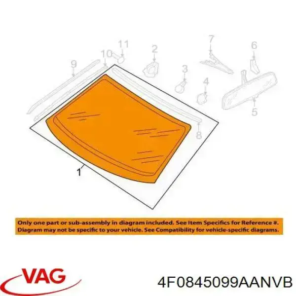Купить 4F0845099AANVB VAG Ветровое стекло