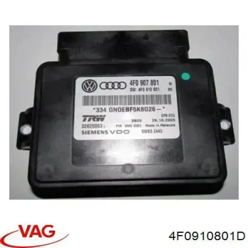 4F0910801D VAG unidade de controlo (módulo do freio de estacionamento eletromecânico)