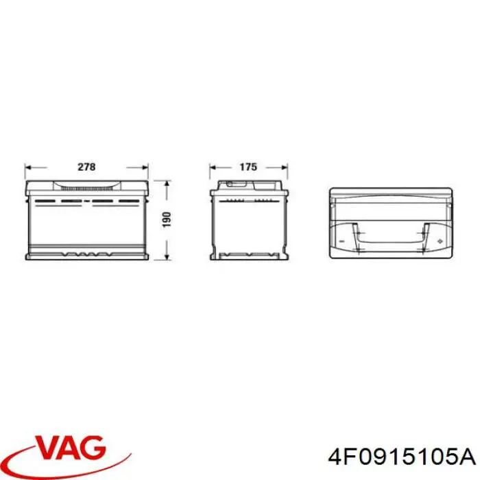 Купить Аккумулятор VAG 70 А/ч (4F0915105A)