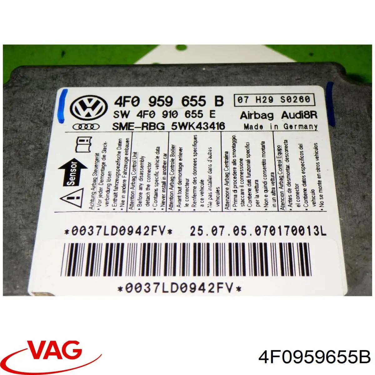 Модуль-процессор управления подушкой безопасности (ЭБУ AIRBAG) VAG 4F0959655B цена, от 3.80 USD