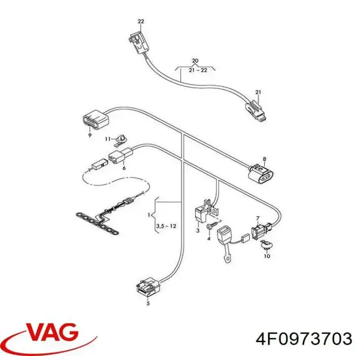 Разъем (фишка) универсальный VAG 4F0973703 цена, от 3.80 USD