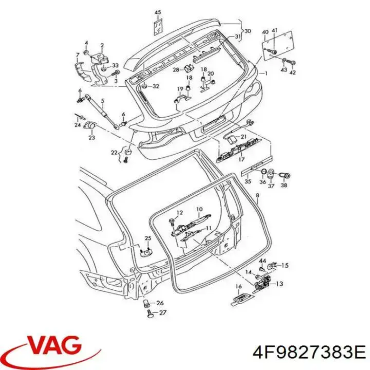 4F9827383E VAG Актуатор замка задней двери