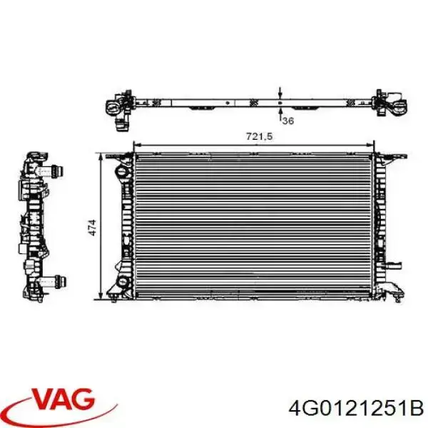 4G0121251B VAG radiador de esfriamento de motor