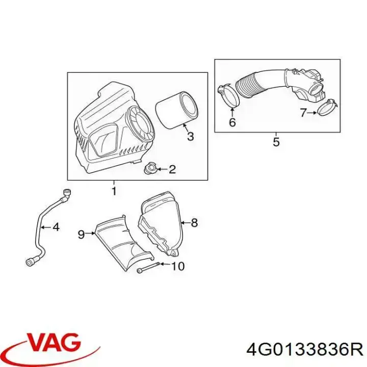 Купить 4G0133836R VAG Корпус воздушного фильтра