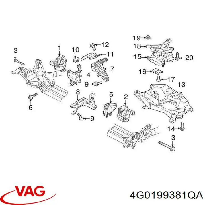 Купить 4G0199381QA VAG Правая опора двигателя