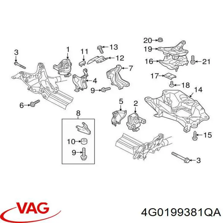 Правая подушка двигателя 4G0199381QA VAG