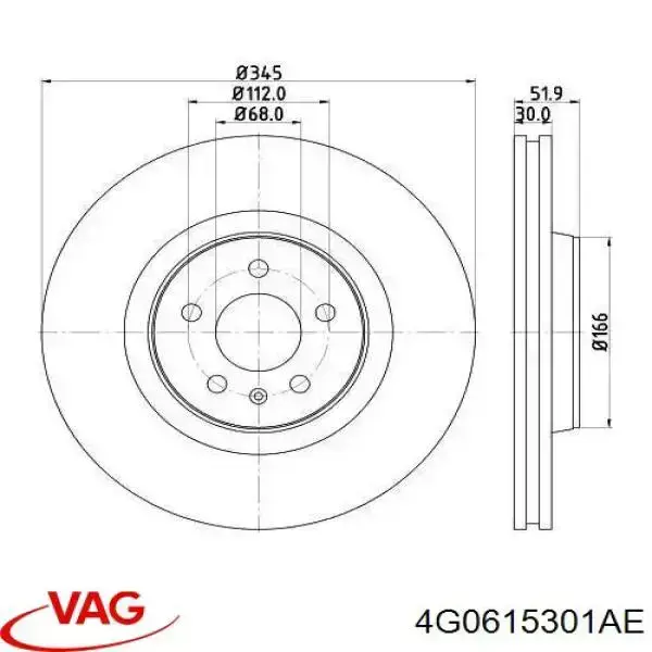 4G0615301AE VAG disco do freio dianteiro